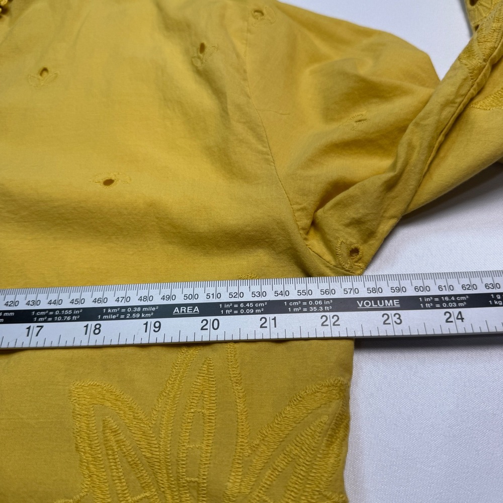 Cynthia Rowley Womens 2-Piece Eyelet Pant Set Size Medium Yellow Cotton Scallop - Picture 8 of 11